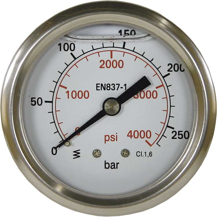 Manometer 63 mm 0-250 bar 1/4´AG Edelstahl