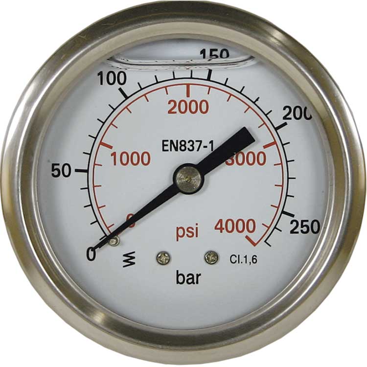 Manometer 50 mm 0-250 bar 1/4´AG Edelstahl